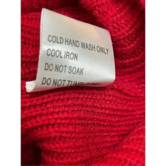 LF Seek the Label Chunky Knit Sweater Red Medium Tie Front Corset Boat Neck Rib - Picture 6 of 6